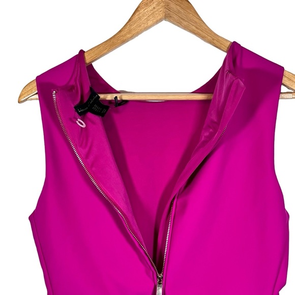 NWT House of Harlow Fuchsia Pink Crop Top Back Full Zip Top Size 10 - Picture 5 of 7